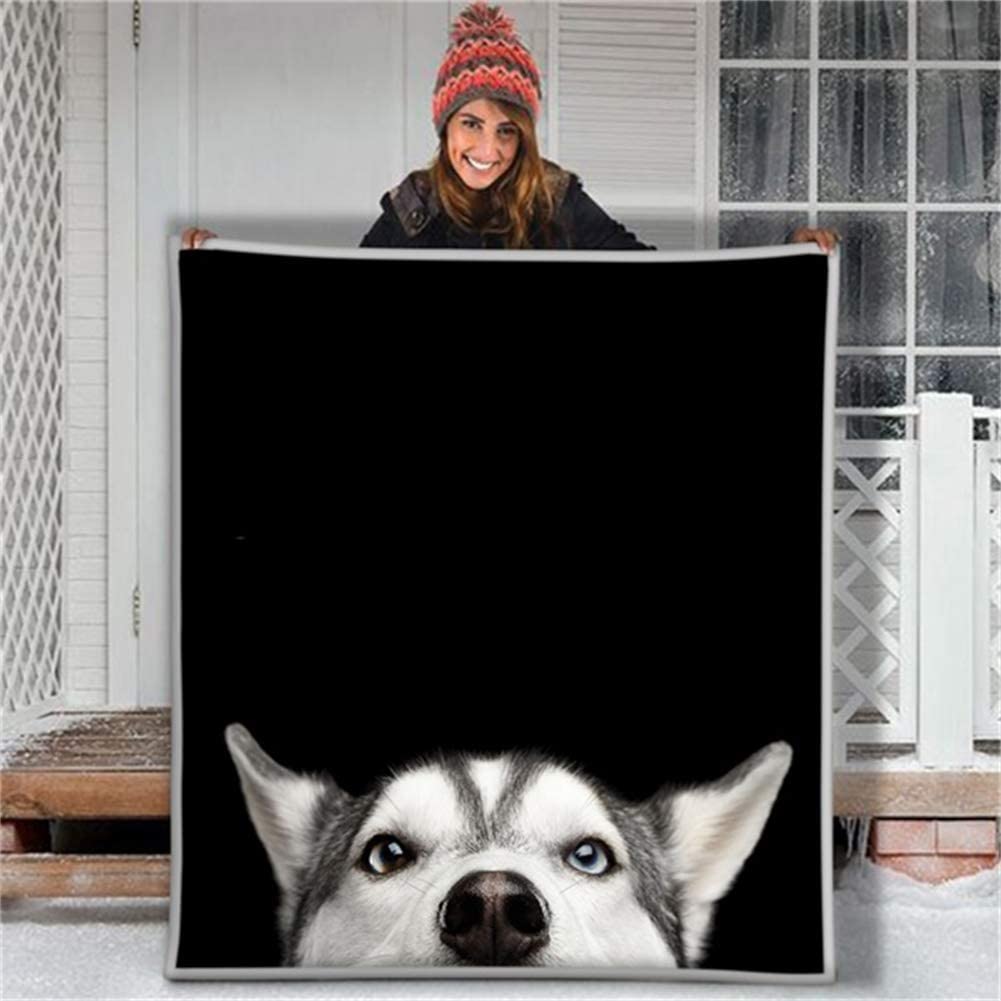 Animal Lovely Dog Husky 3D Custom Sherpa Fleece Photo Blanket Fan Gift To My Family Son Daughter