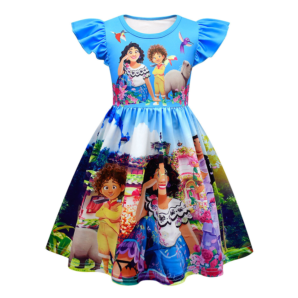 2022 New Girls Encanto Summer Casual Dress Carnival Summer Virgin Children Princess Midi Mirabel Birthday Party Charm Costume alx