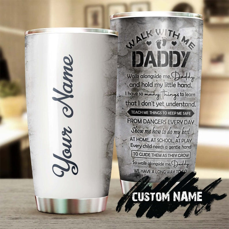 Father And Son Teach Me How To Do My Best Personalized Tumbler-Dad Tumbler-Birthday Christmas Gift Father’S Day Gift For Dad From Son