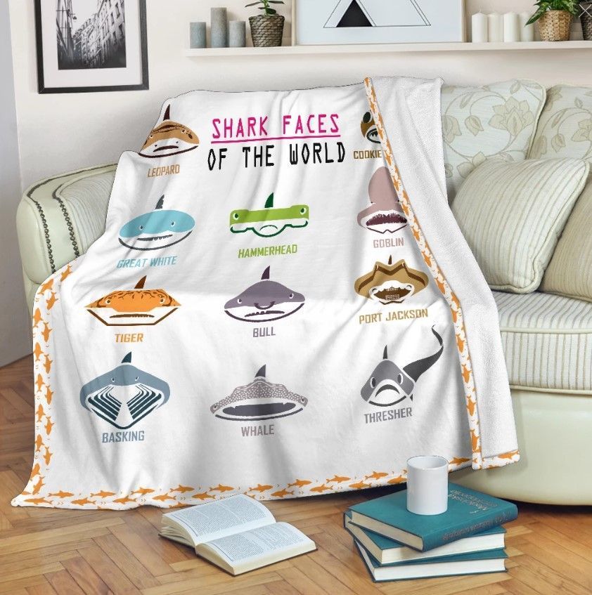 Shark Faces Sherpa Fleece Blanket Yk