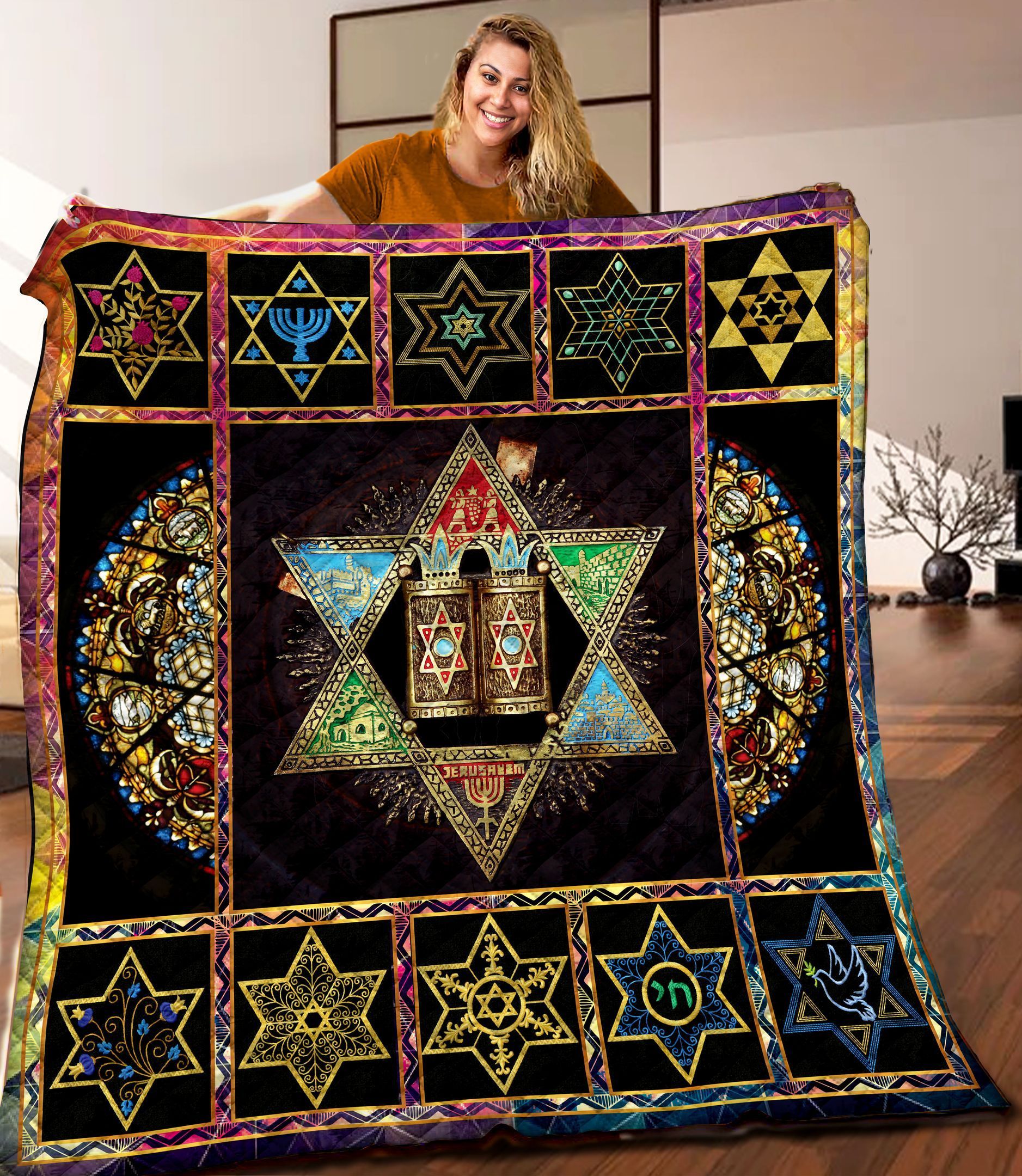 Star Of David Quilt Blanket C9B050309HD