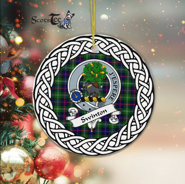 Swinton Scottish Clan Tartan Crest Badge Plaid Ornament Gift. Christmas Tree Ornament Tartan Ornament Great Christmas Ornaments Gift