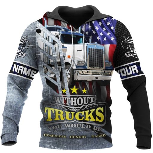 Beautiful Truck 3D, Tracker Lover, July 4, American Trucker Hoodie Shirt For Men And Women