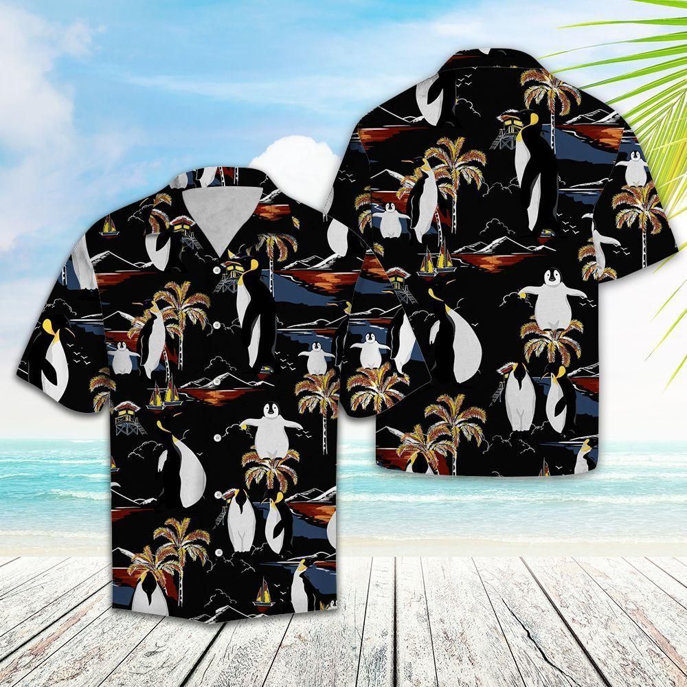 Penguin On Vacation Aloha Hawaiian Shirt Colorful Short Sleeve Summer Beach Casual Shirt For Men And Women