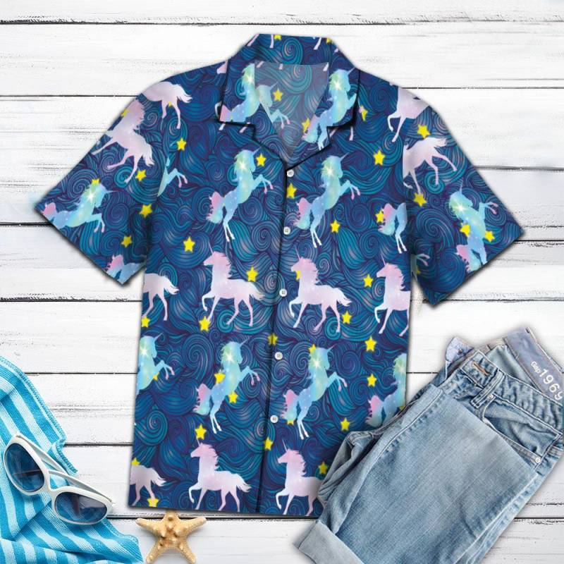 Blue Sky And Unicorn Hawaii Shirt Ha34965