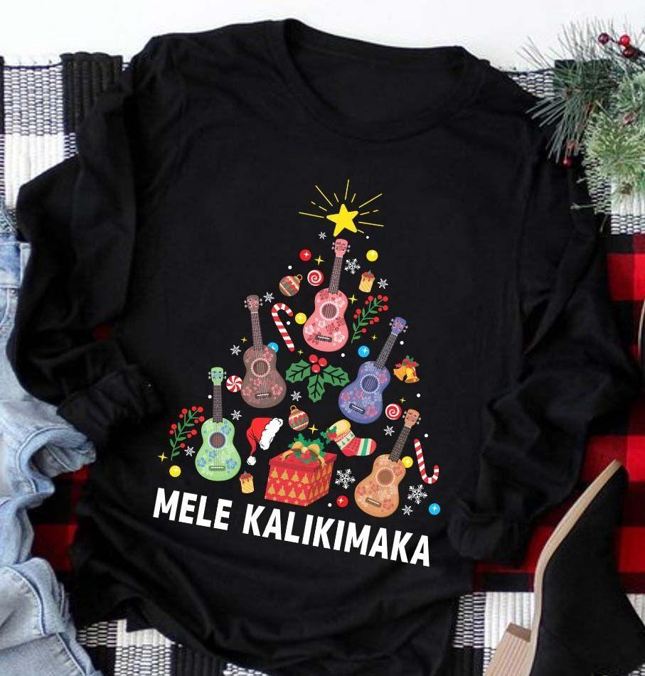 Christmas Tree Guita Mele Kalikimaka T Shirt Hoodie Sweater All Color Plus Size Up To S-5Xl