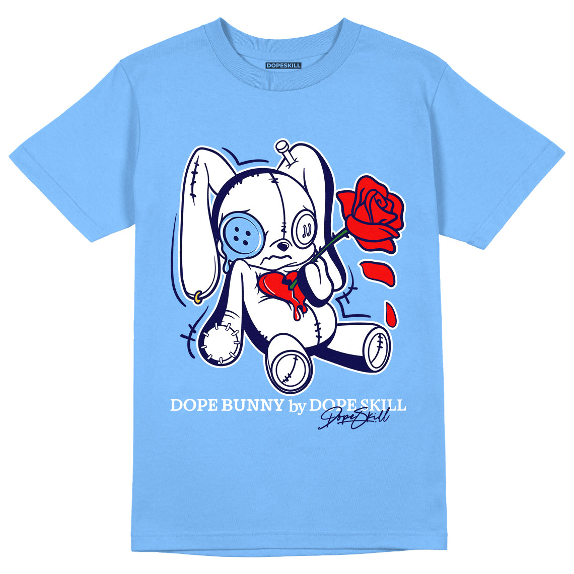 Jordan 6 Unc Dopeskill University Blue T-Shirt Dope Bunny Graphic