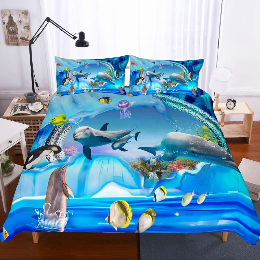 3D Marine Animal Dolphin Quilt Cover Set Bedding Set Pillowcases 49