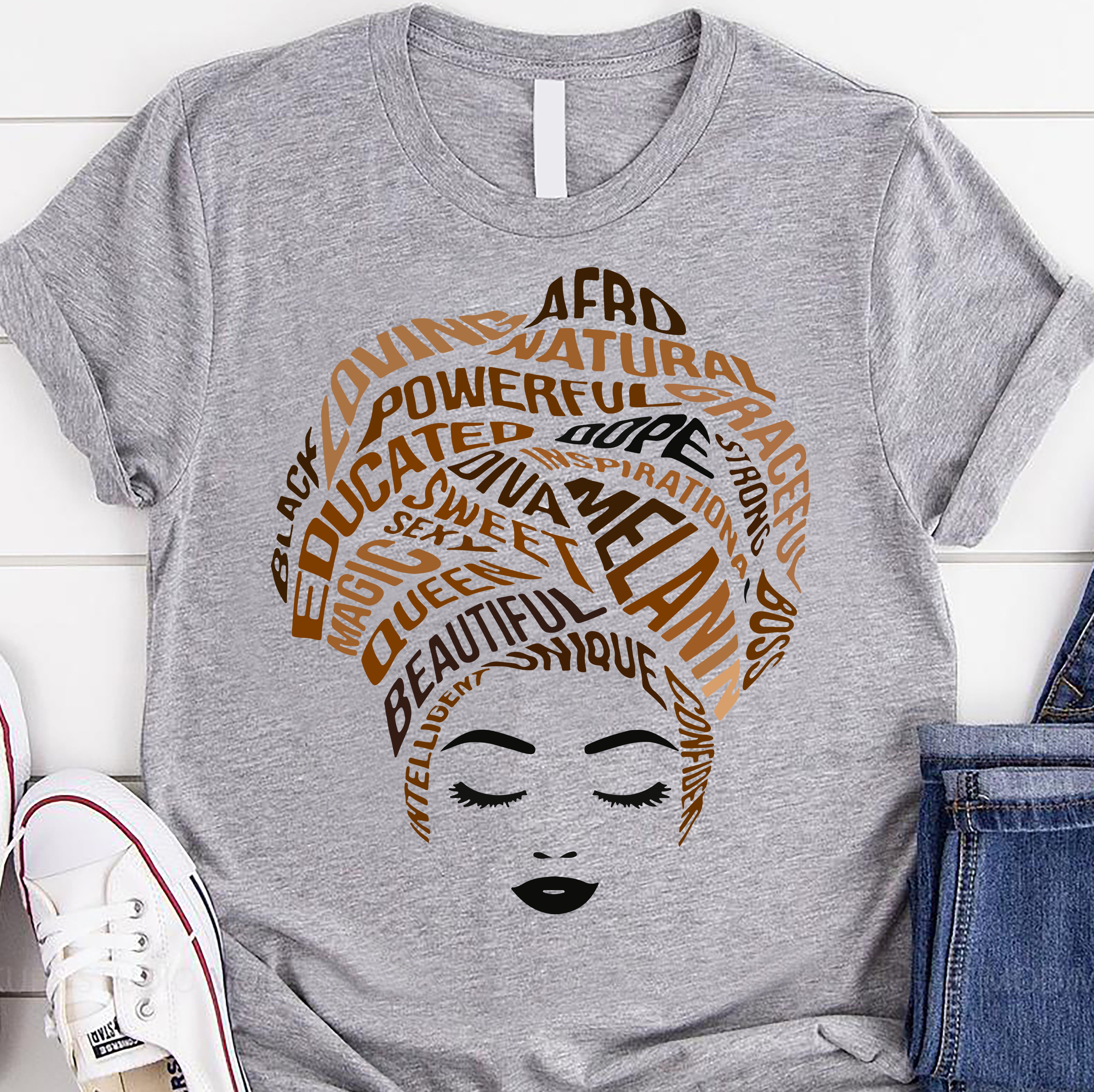 Dng Fashion Melanin Queen Tee African American Strong Black Natural Afro Customizable – Standard T-Shirt