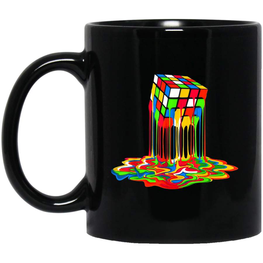 Rubik Cube Melting Retro Vintage Black Mug