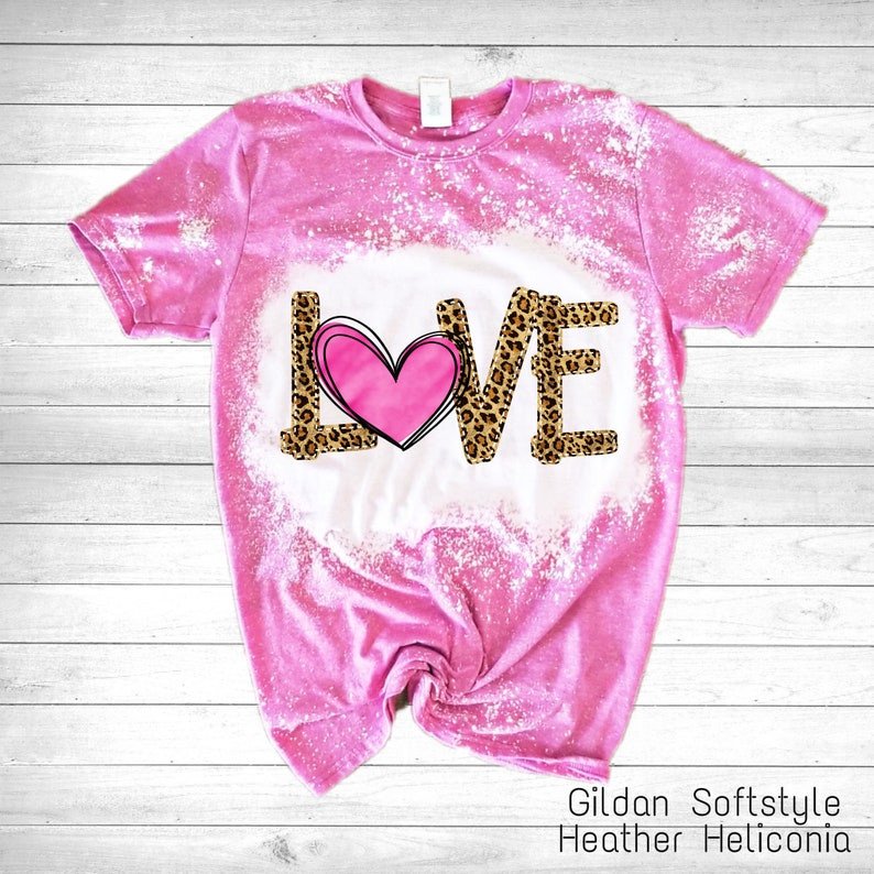 A Leopard Love Bleached Tshirt For Him, Her, Boyfriend, Girlfriend, Wife, Husband Valentines Day Gift