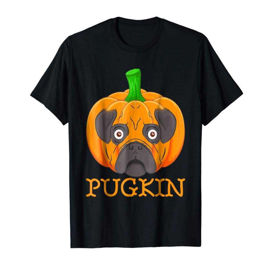 Pugkin Pug Pumpkin & Pug Dog Tshirt Funny Costume Halloween Men’S Fashion T-Shirt