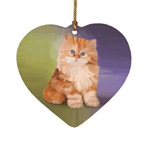 Red Persian Kitten Heart Christmas Ornament Hpor48070