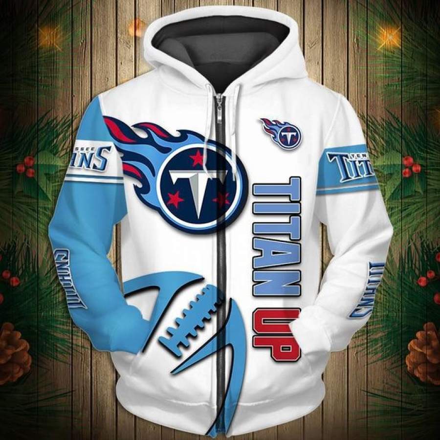 Tennessee Titans Zigzag Casual 3D Zipper Hoodie