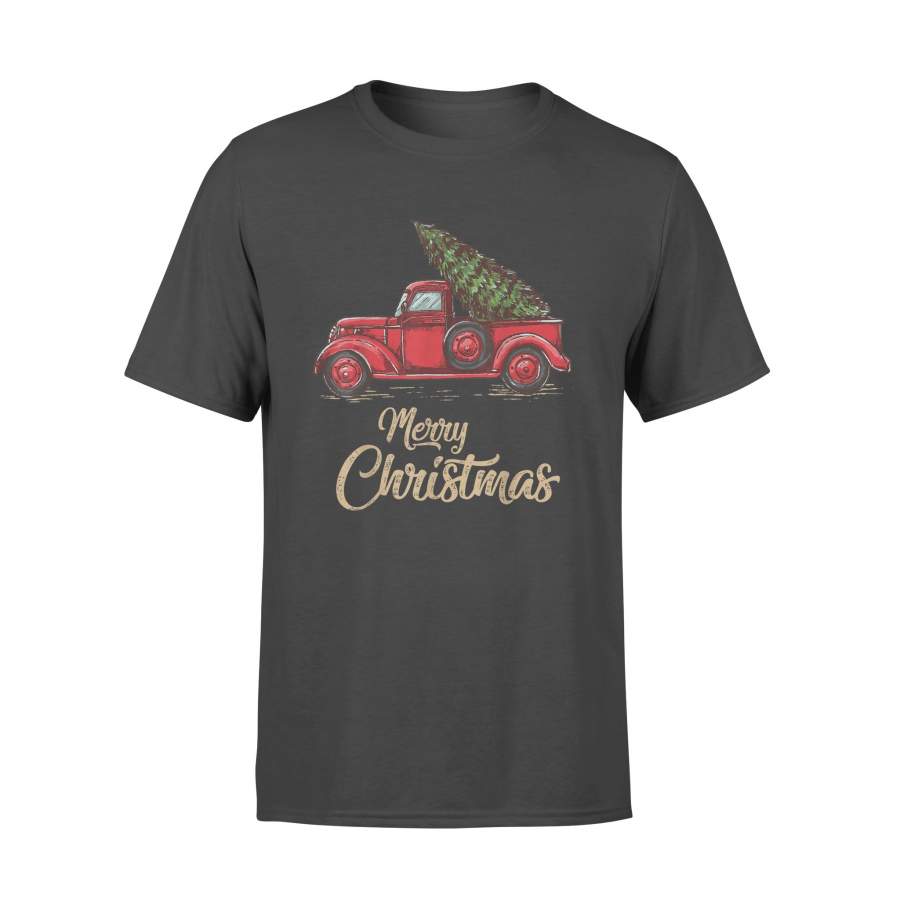 Vintage Red Truck With Merry Christmas Tree T-Shirt – Standard T-shirt