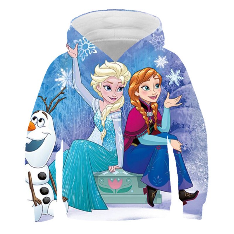 2022 New Hot Frozen Anna Elsa Hoodie for Kids Autumn Winter Warm Sweater Fashion Boys and Girls Pullover Costume 1-14Years alx