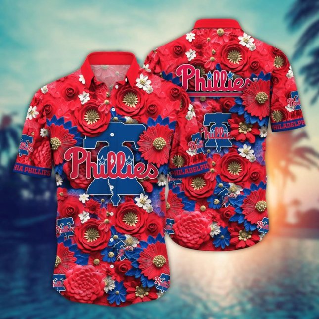 Philadelphia Phillies Hawaiian Shirt Floral Bloom