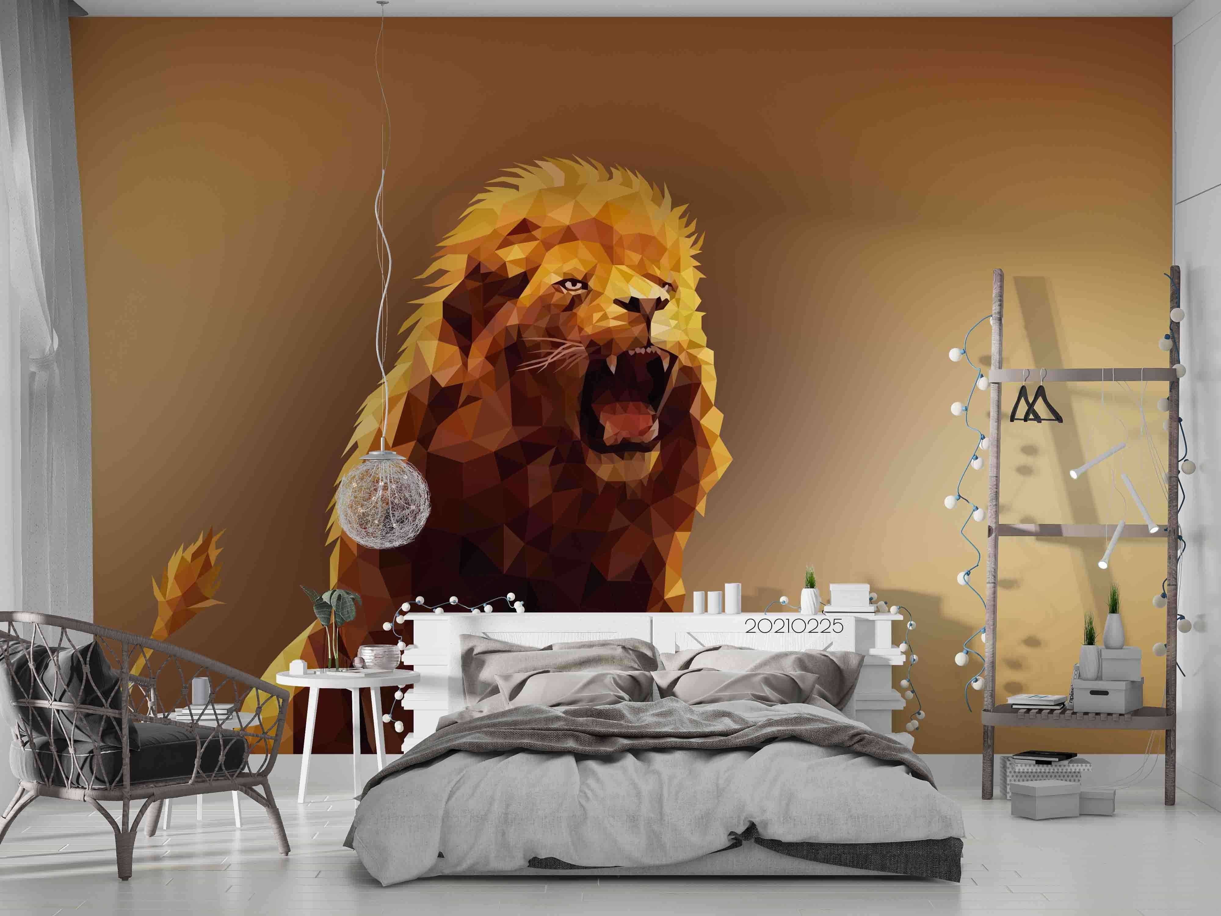 3D Hand Drawn Animal Lion Wall Mural Wallpaper Lqh 219