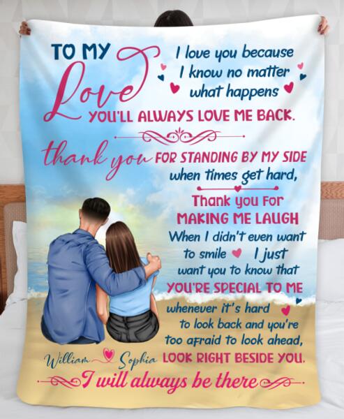 To My Love I Love You Because I Know You’Re Always Love Me Back Personalized Blanket Family Gift Bl-00014-Tpa