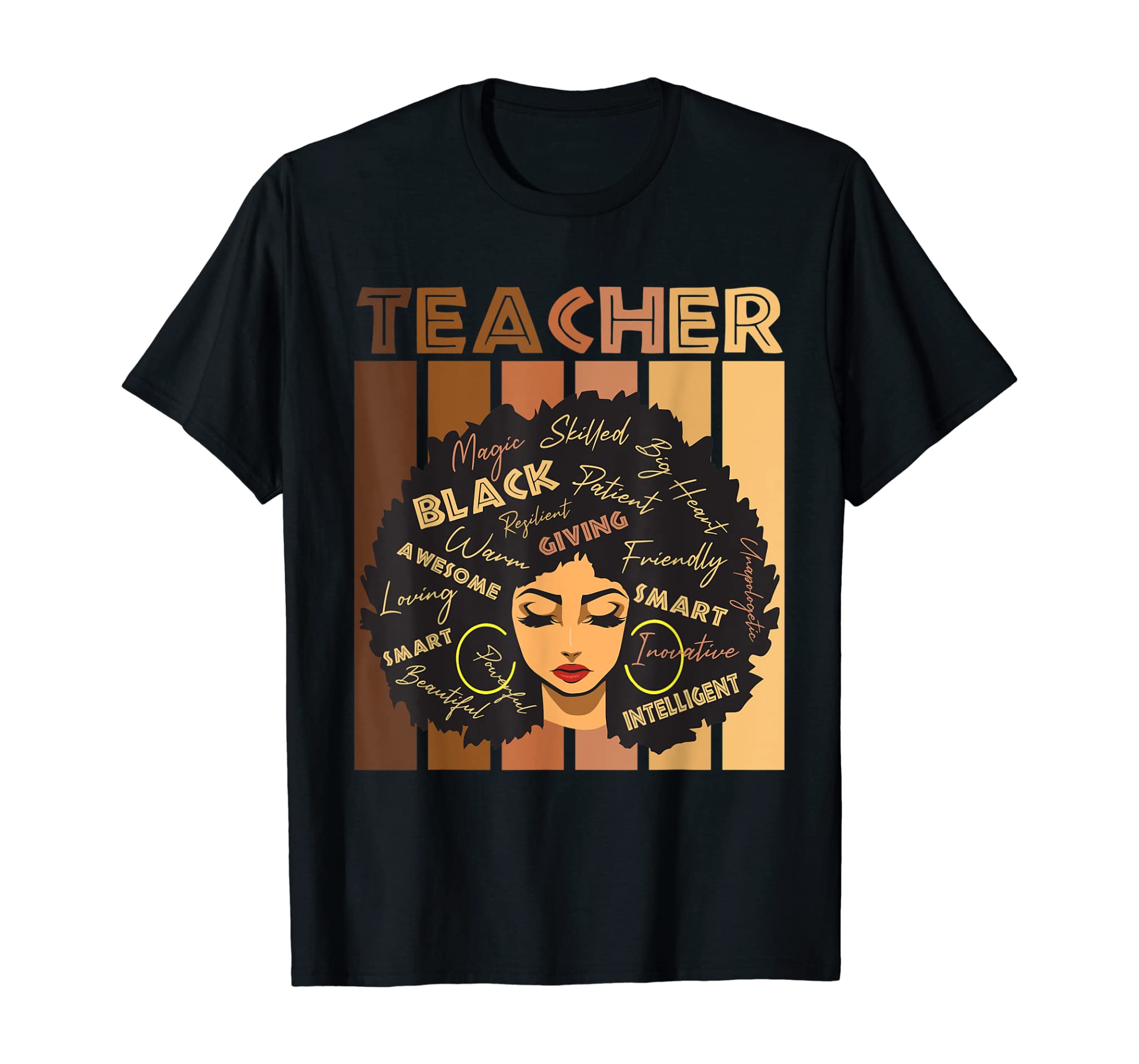 Black Smart Teacher Afro Love Melanin African American Women T-Shirt