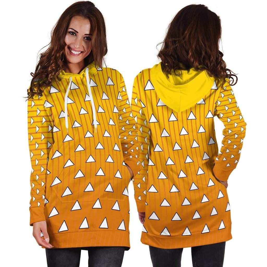 Zenitsu Agatsuma Pattern Custom Anime Demon Slayer Women Hoodie Dress