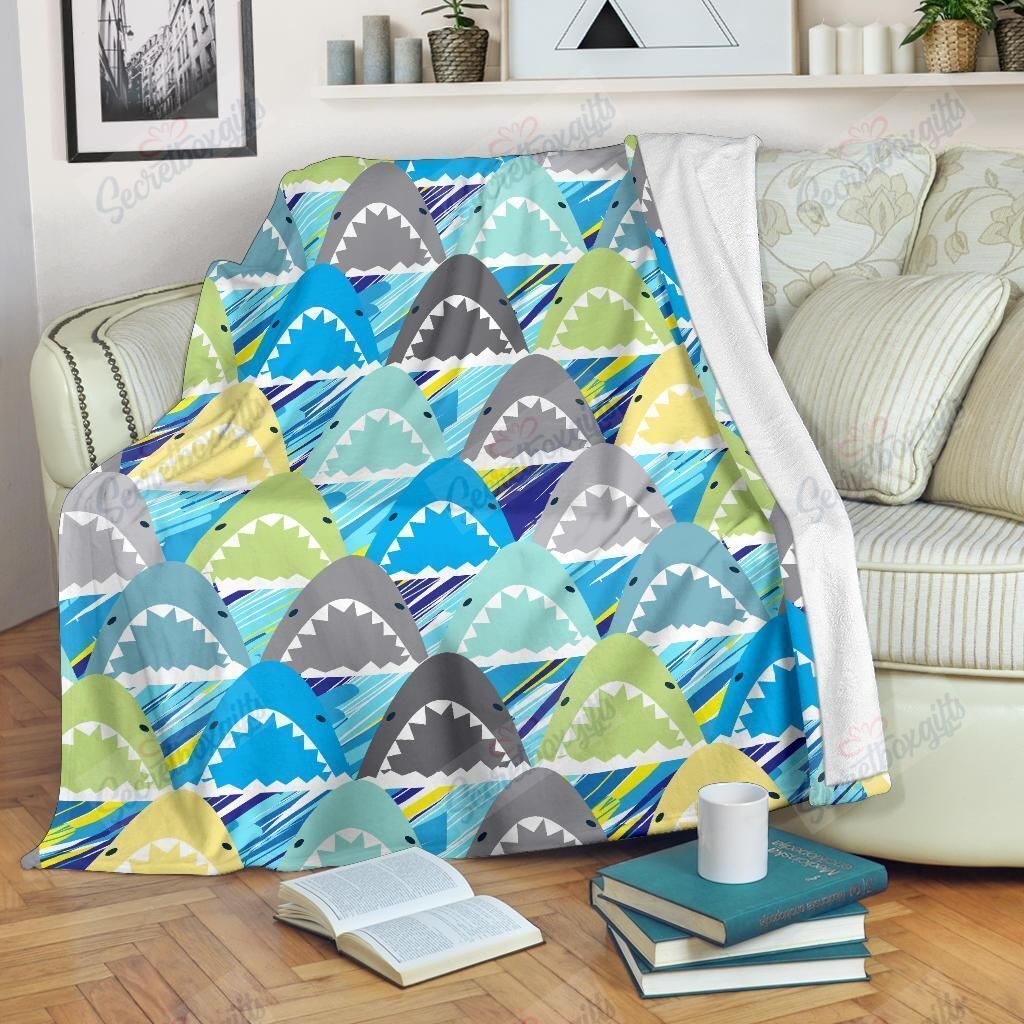 Shark Head Pattern Gs-Cl-Dt1903 Fleece Blanket