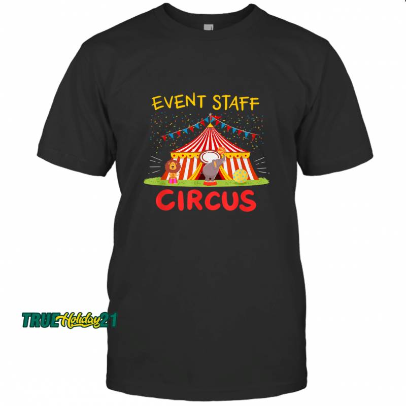 Event Staff Circus Tent with Elephant and Lion T-shirt