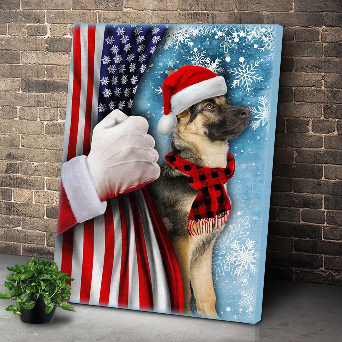 Personalized Dog German Shepherd Through The Snow Wall Art For Christmas Gift – Canvas Prints Poster Wall Art