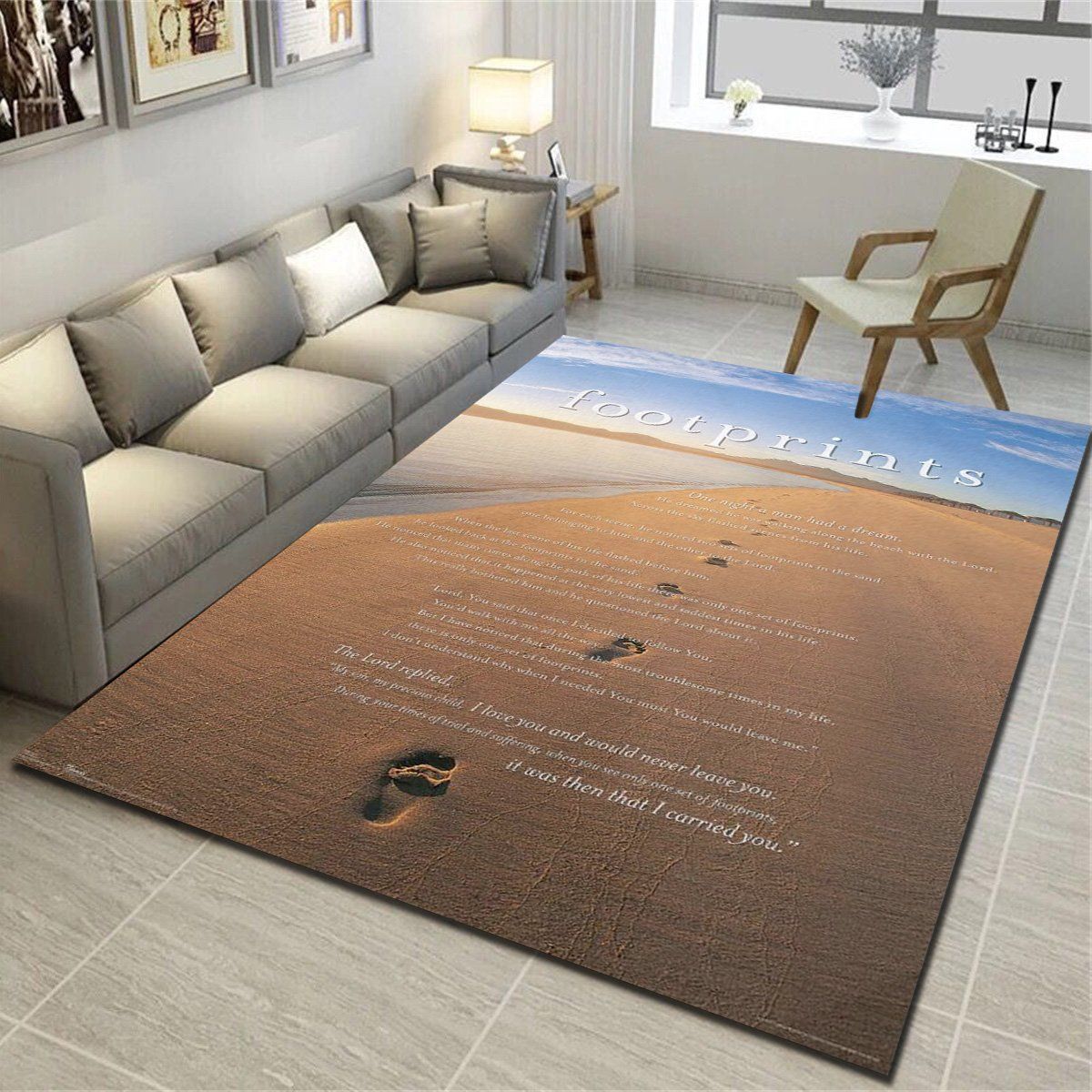 Footprints In The Sand Area Rugs, Living Room Carpet