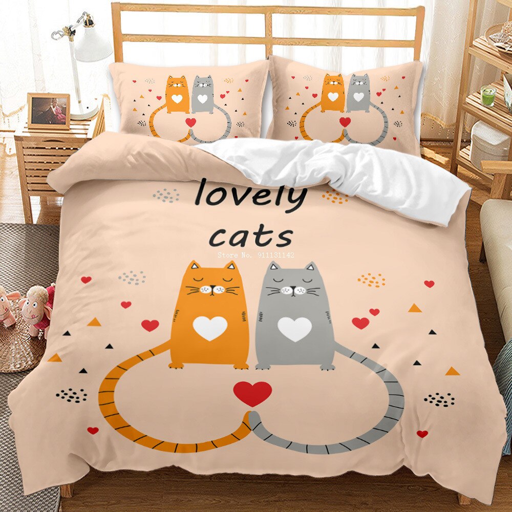 Fashionable Cute Cartoon Cat Print Home Life 23 Comfortable Down Cover Pillow Cover Bedding Children Bedroom Decor Duvet Covers Shirttrend