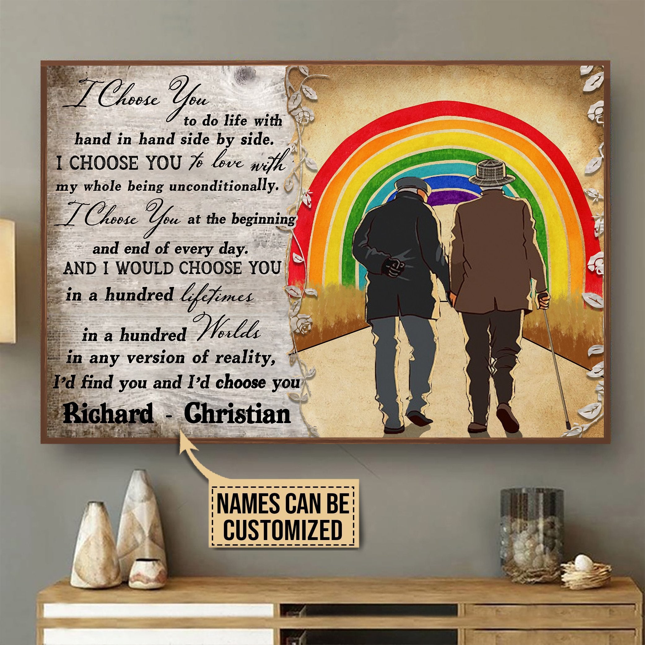 Aeticon Gifts Personalized Pride I Choose You Canvas Mom Dad Gift Home Decor