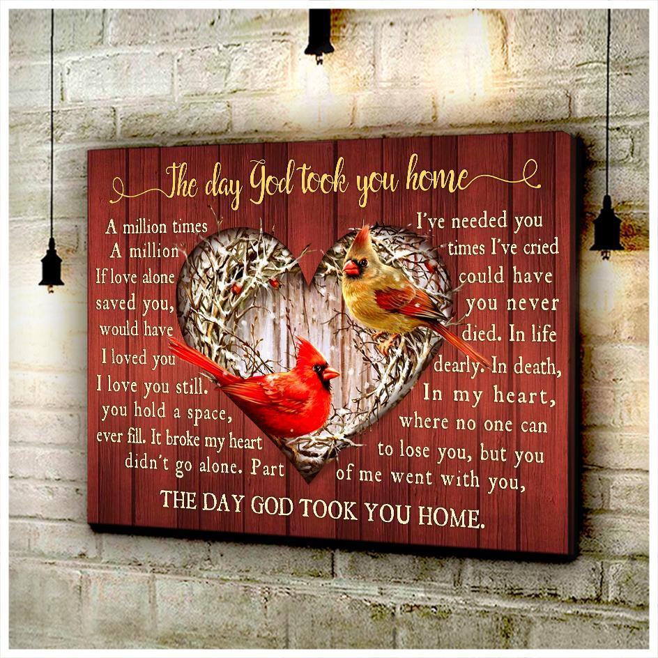 The Day God Took You Home Cardinal Premium Wall Art Canvas