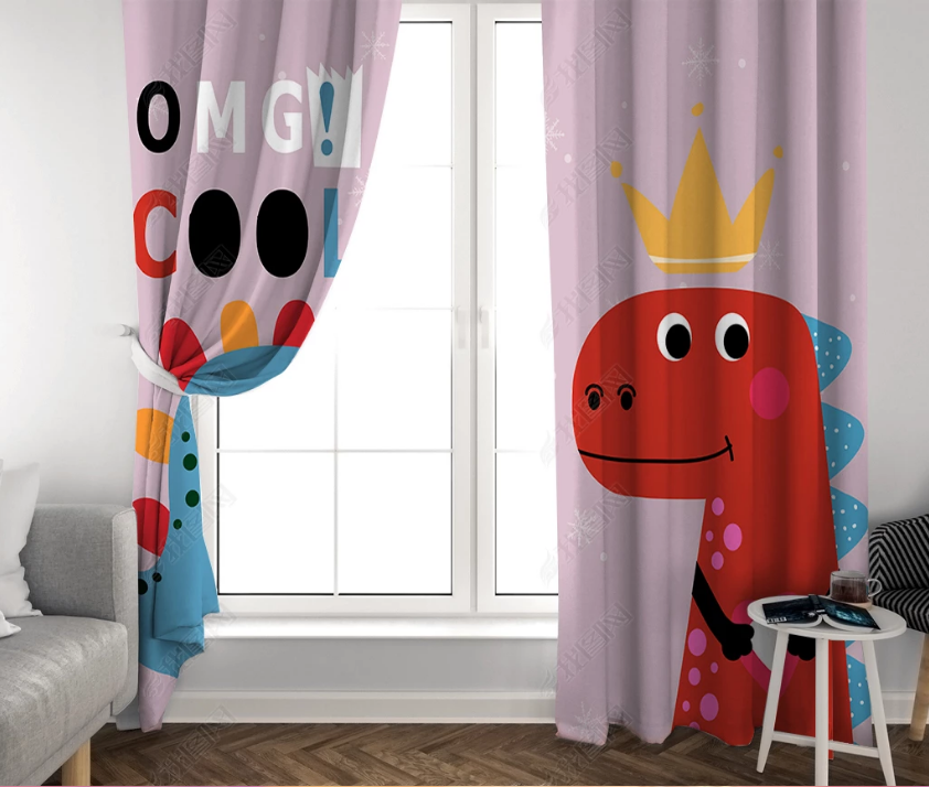 3D Cartoon Animal Dinosaur Curtains And Drapes Lqh 1