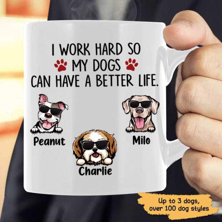 Work Hard Dogs Glasses Personalized Mug