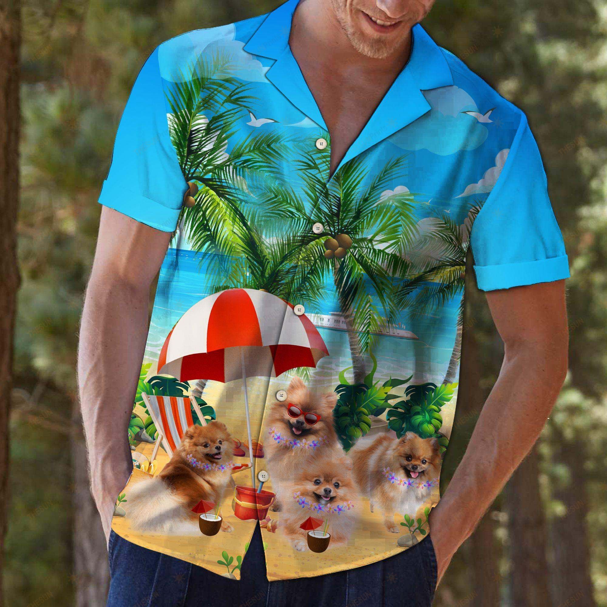 Pomeranian Beach Summer Hawaiian Shirt Ha65902