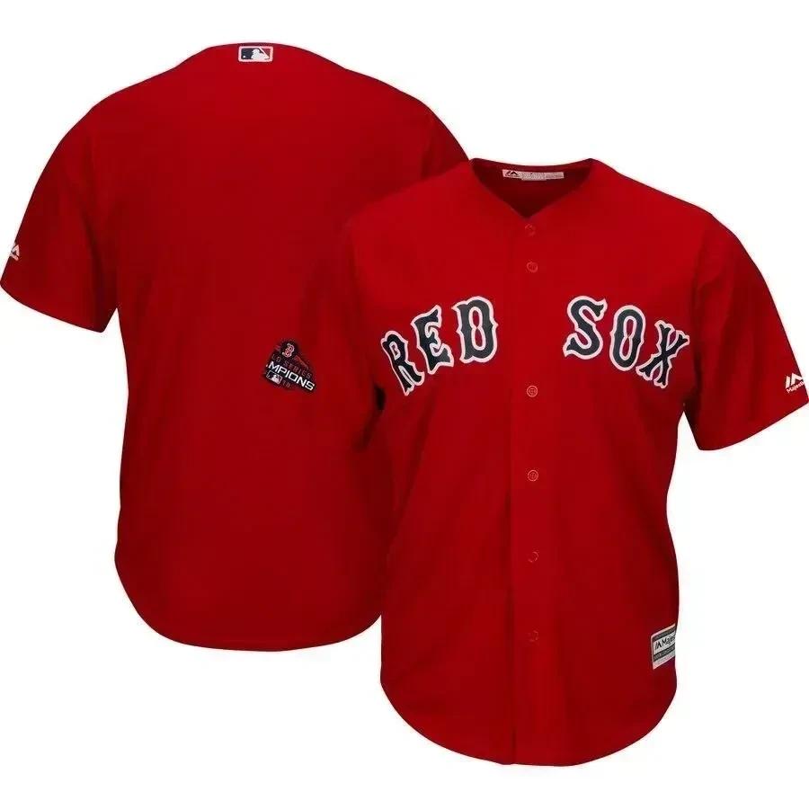 Boston Red Sox 2018 World Series Champions Team Logo Jersey – Scarlet