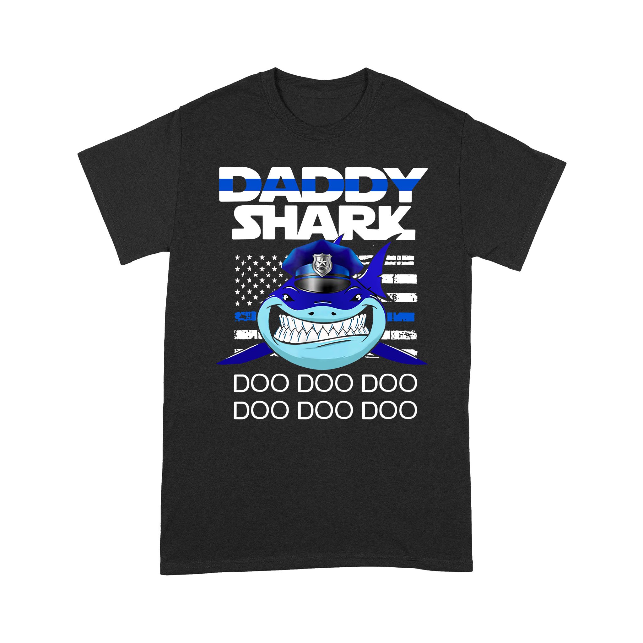 Shirt Gift Idea – Father’s Police Daddy Shark Blue Line – Standard T-shirt