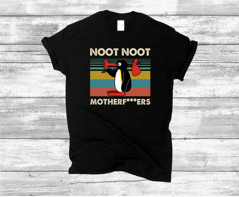 Noot Noot T Shirt – Pingu Meme Inspired Tees – Pingu Meme Noot Noot Motherf*Kers Shirt – Funny Tv Series Inspired Animated Penguin Shirt