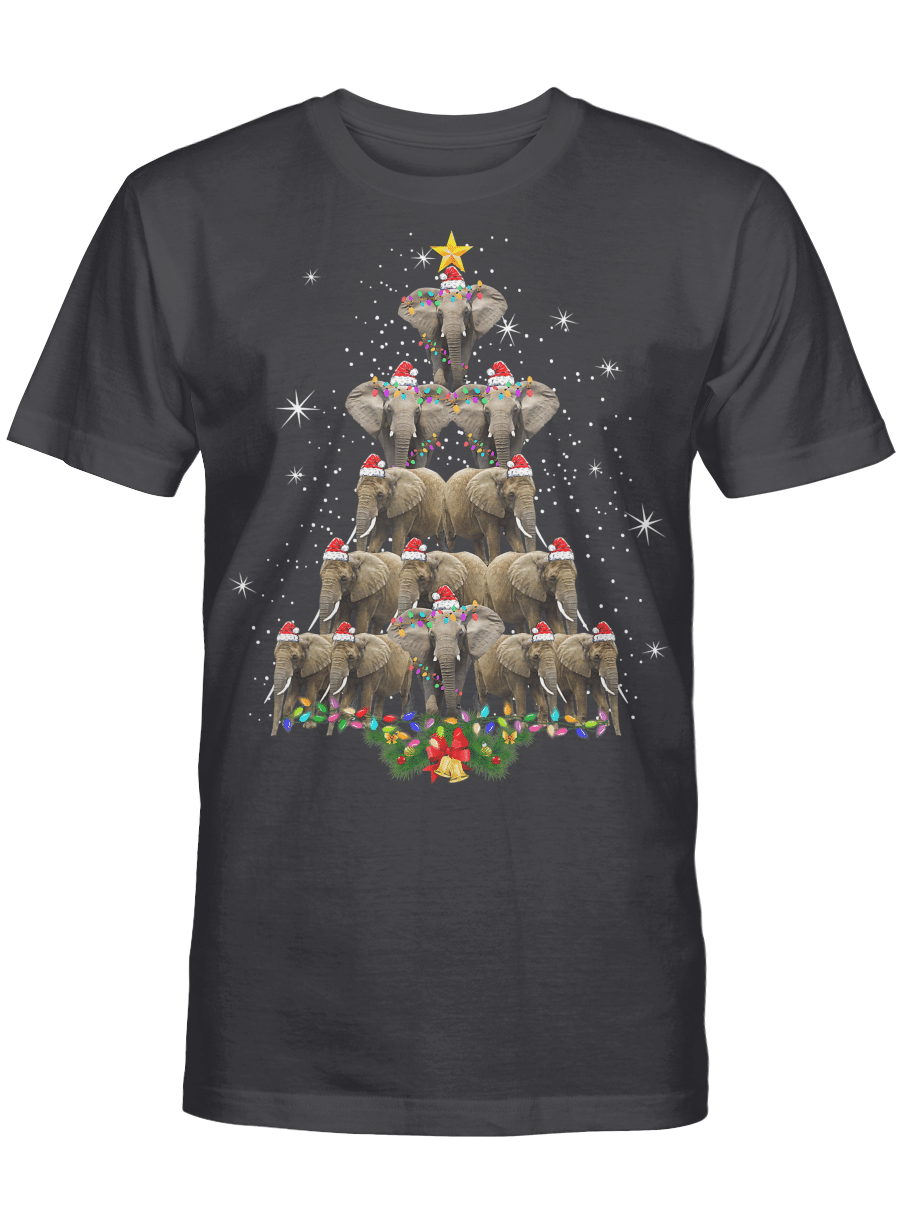 AmazeStyleZ Santa’s Reindeer, Ugly Christmas Sweater, Christmas Gift Ideas, Elephant Christmas Tree Merry Xmas Elephant Gifts Tee T-Shirt