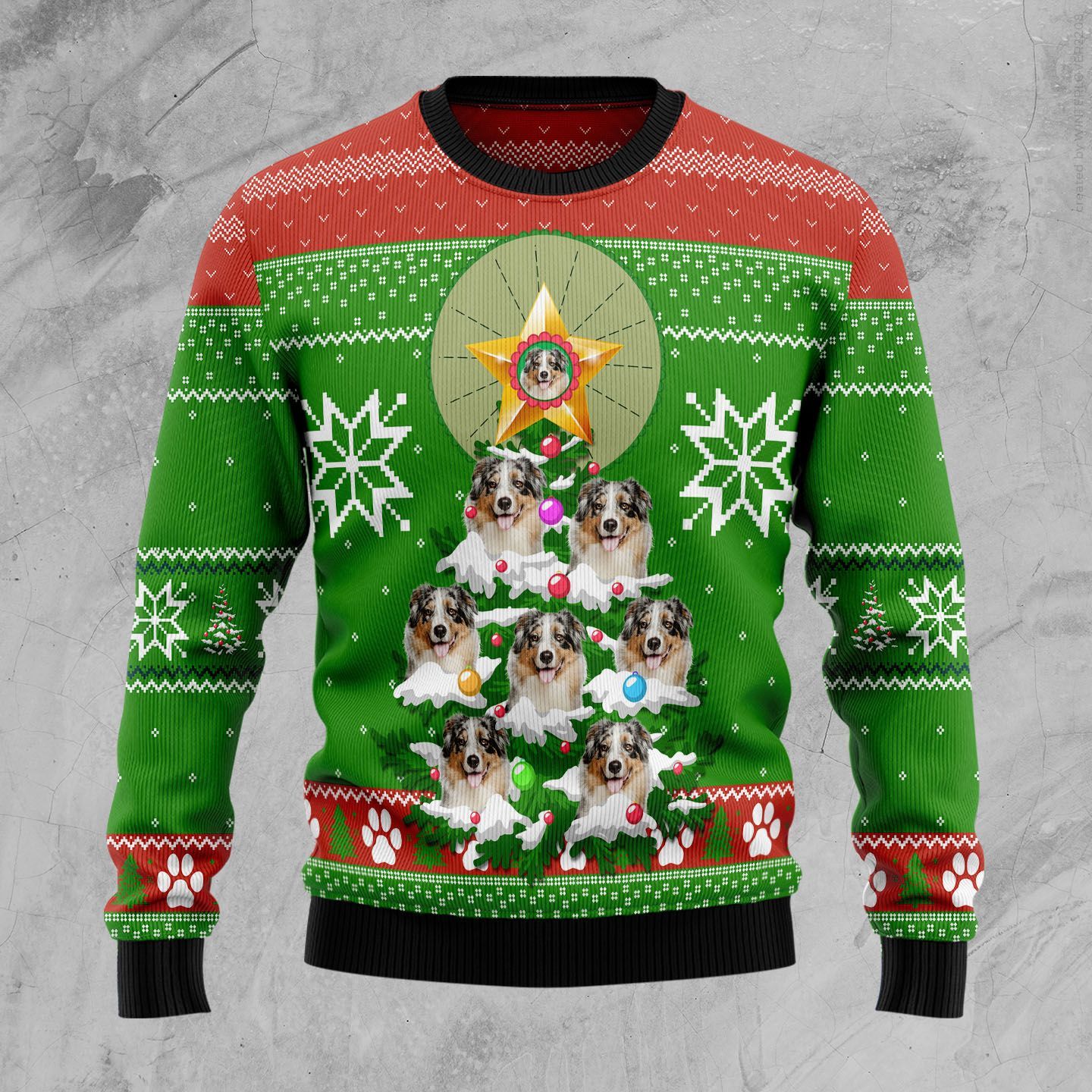 Australian Shepherd Pine Ugly Christmas Sweater | For Men & Women | Adult | Us5295