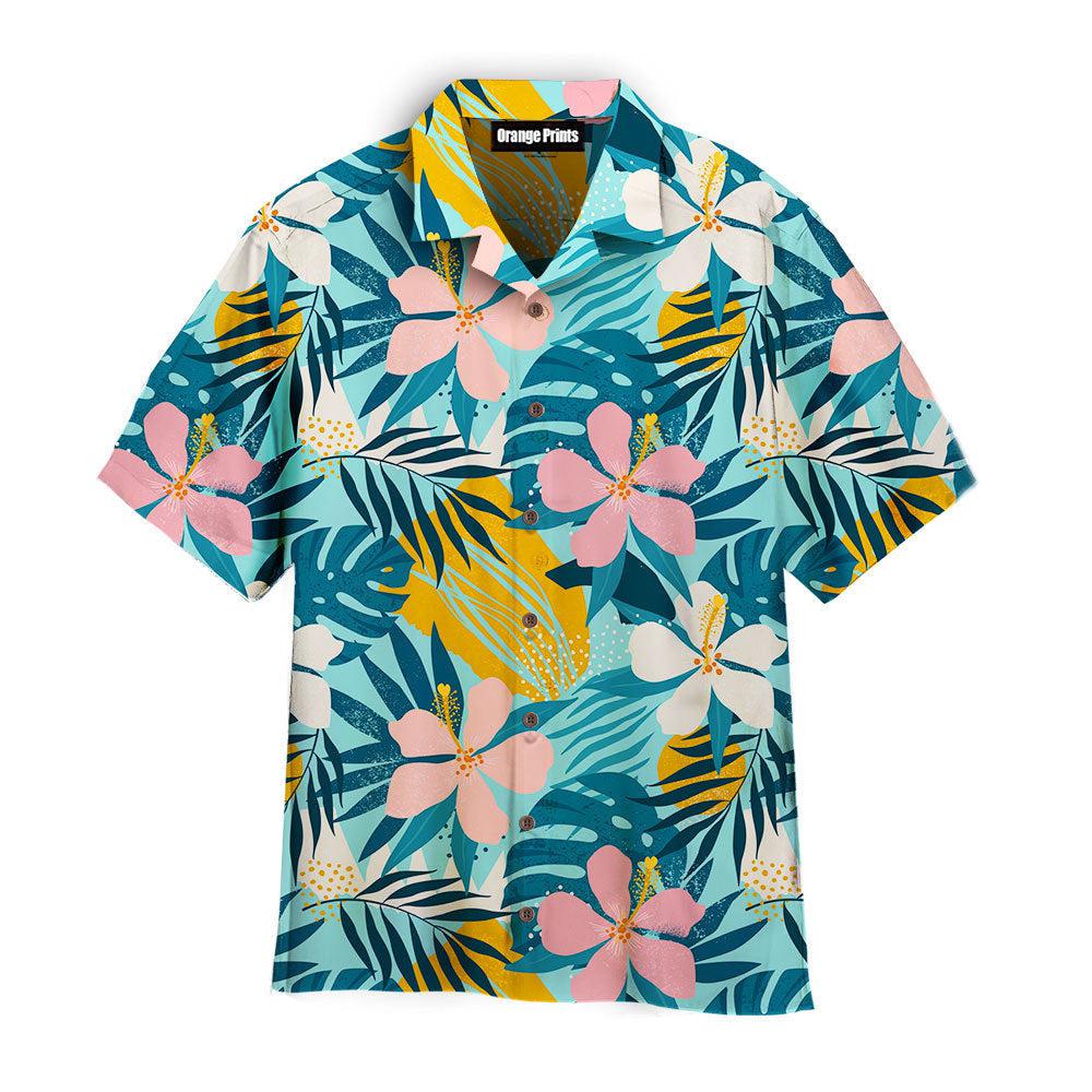 Tropical Flowers And Artistic Palm Leaves Aloha Hawaii Shirts For Men Women Ha96537