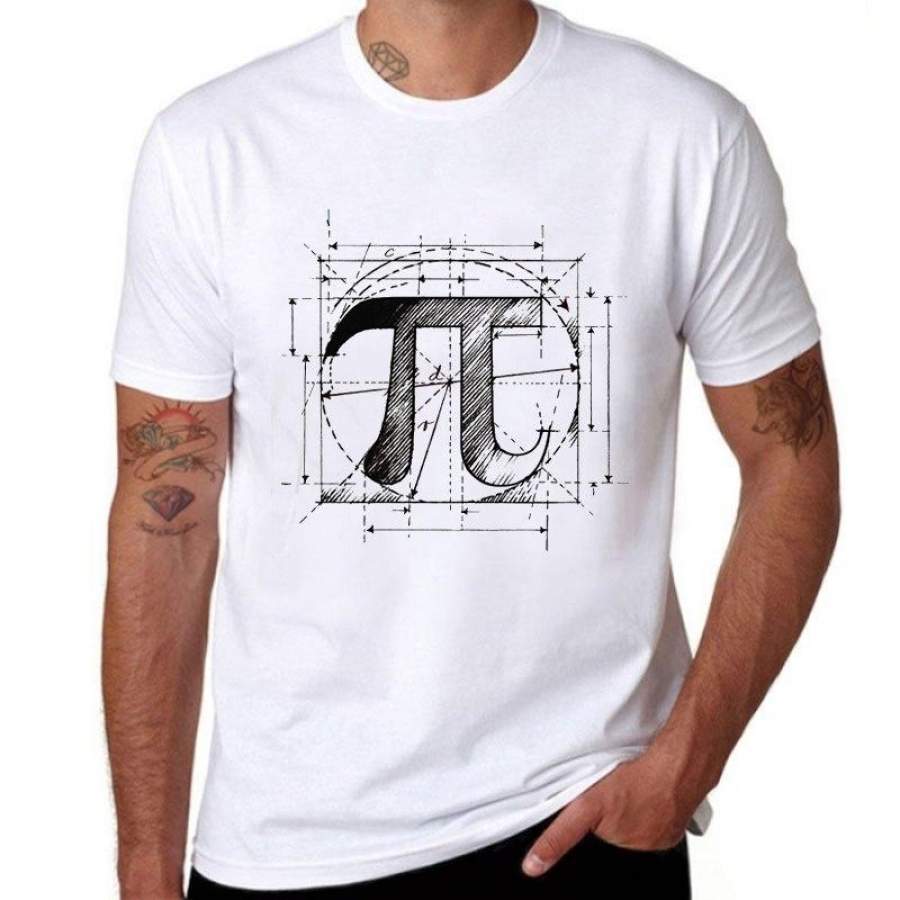 Hot Sale Vintage Pi Math Symbol Drawing Creative Design Printed T-Shirt Men Short Sleeve T-Shirt Tee Shirts