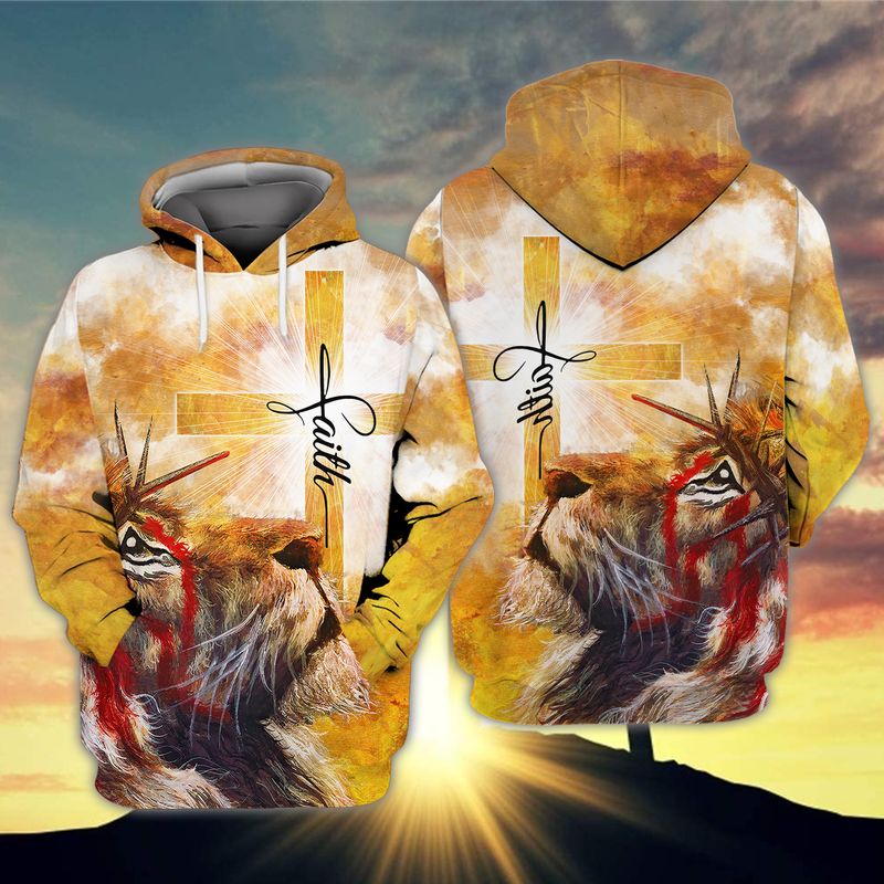 The Light Of Faith Cross And Lion 3D Full Print Hoodie