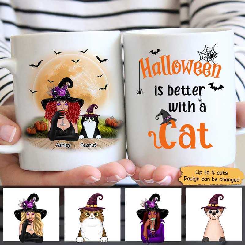 Halloween Witch Cat Mom Personalized Mug