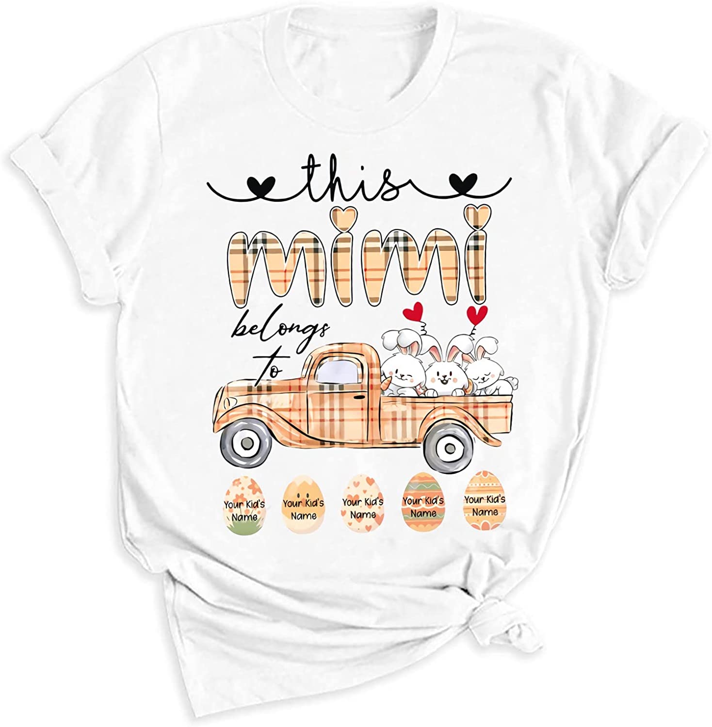 Mimi Shirt, This Mimi Belongs To Grandma Shirt With Car And Rabbits, Personalized Grandma Shirt, Mimi Shirt With Grandkids Names