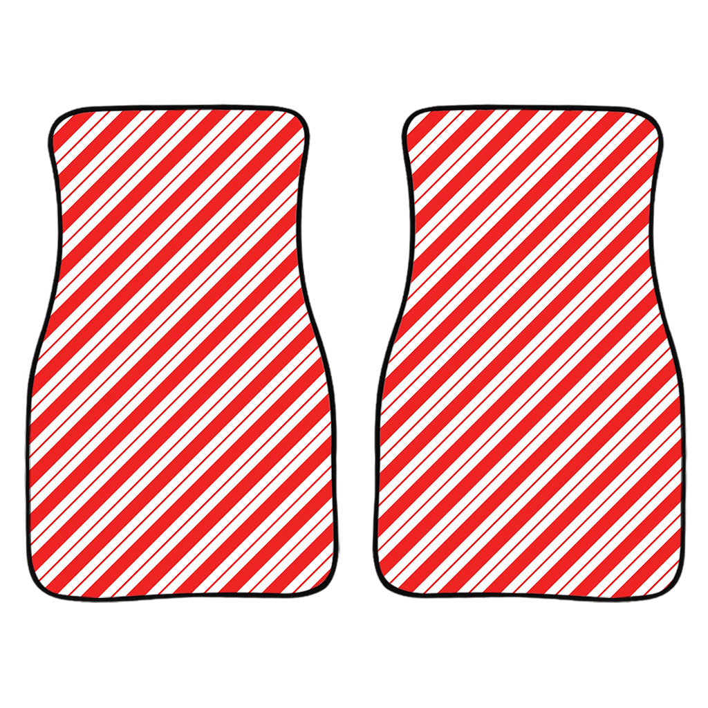 Red And White Candy Cane Stripes Print Front Car Floor Mats