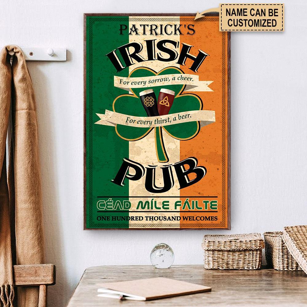 Aeticon Gifts Personalized Saint Patricks Day Irish Pub Canvas Mom Dad Gift Home Decor