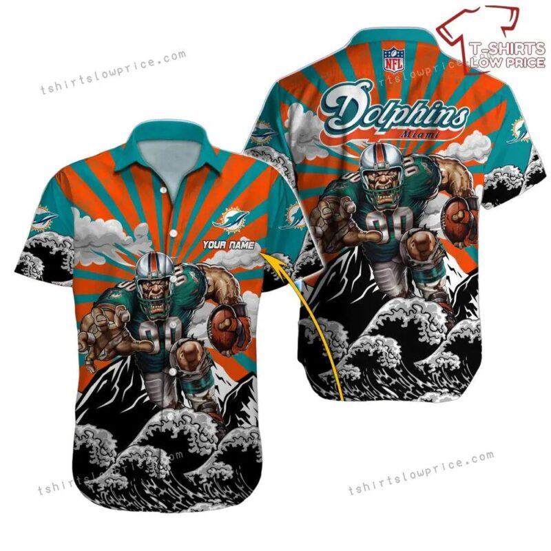 Custom Name Miami Dolphins Hawaiian Shirt Nfl Football Hawaiian Shirt Man