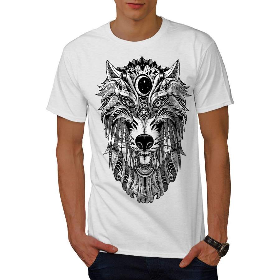 Wolf Scary Animal Mens Design Printed T Shirts