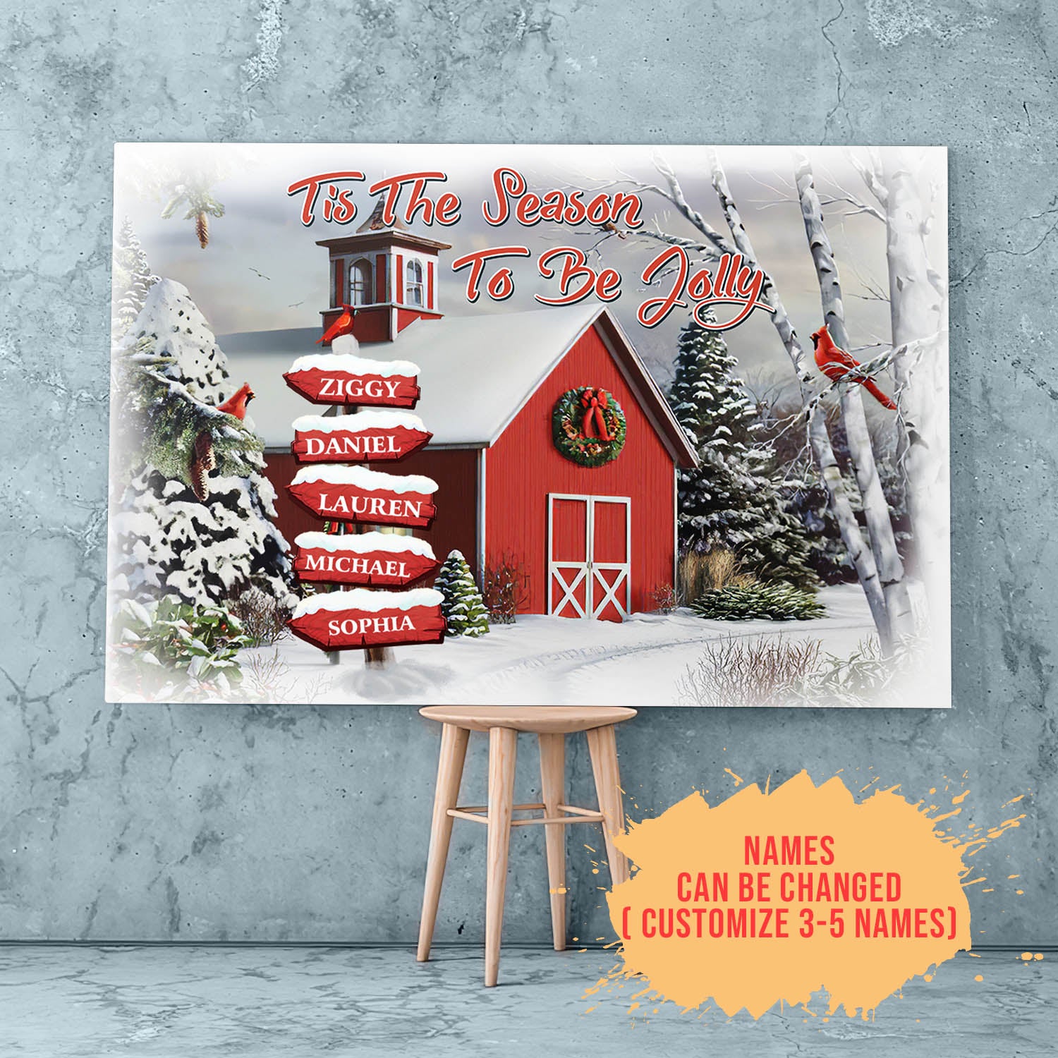 Tis the Season To Be Jolly – Personalized Custom Multi-Names Canvas